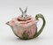 Ceramic Bunny Rabbit on a Rose Teapot, Easter Decor, Gift for Mom, Tea Party Décor, Café Décor, Spring Kitchen Decor